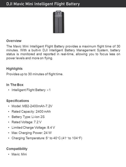 DJI Mavic Mini Intelligent Flight Battery – 30min Flight Time