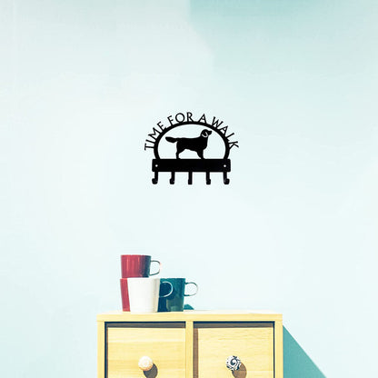 Golden Retriever Time for a Walk Key Rack Dog Leash Hanger Metal Wall Art