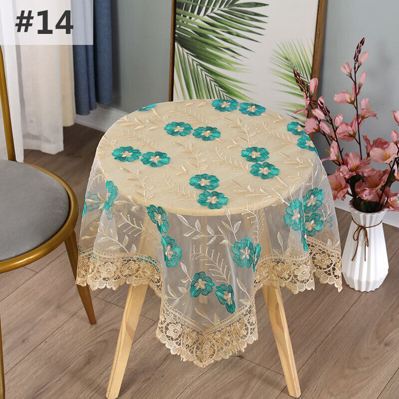 Lace Floral Embroidered Tablecloth European Style Tea Table Dust-Proof Covers