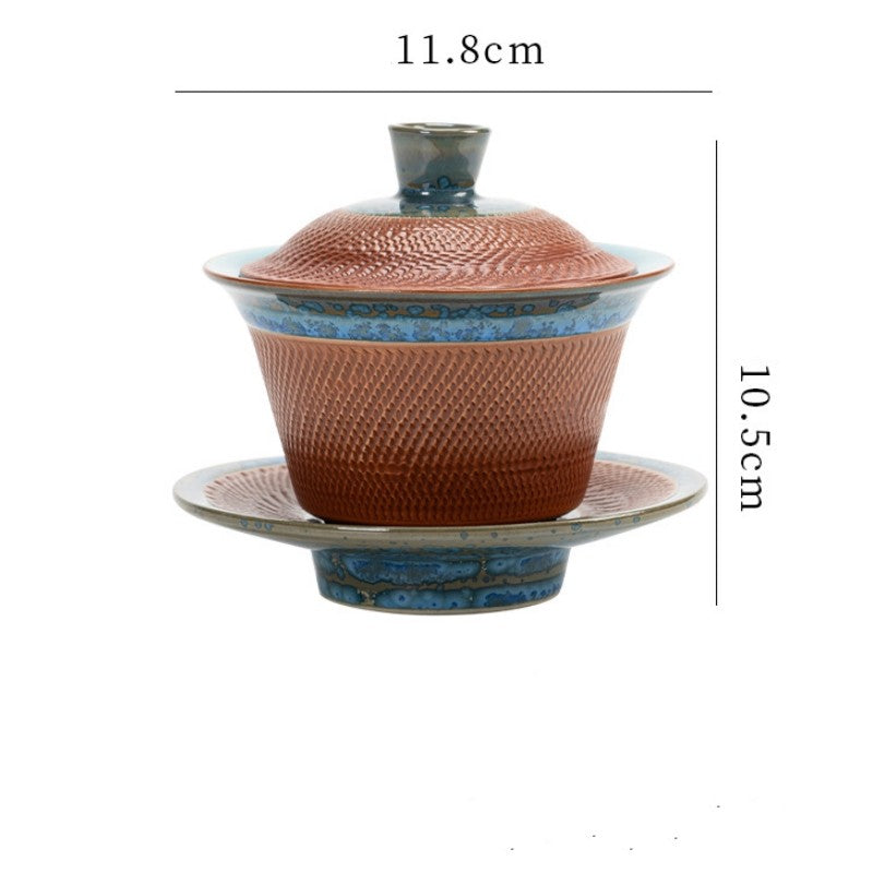 Chinese Sancai Bowl With Lid Saucer Ceramic Tureen Gaiwan Tea Brewer Dehua china