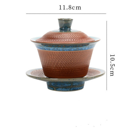 Chinese Sancai Bowl With Lid Saucer Ceramic Tureen Gaiwan Tea Brewer Dehua china