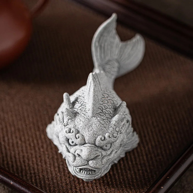 13.6cm Exquisitely Dragon Fish Tea Pet Ornament handmade Accessory Decorative
