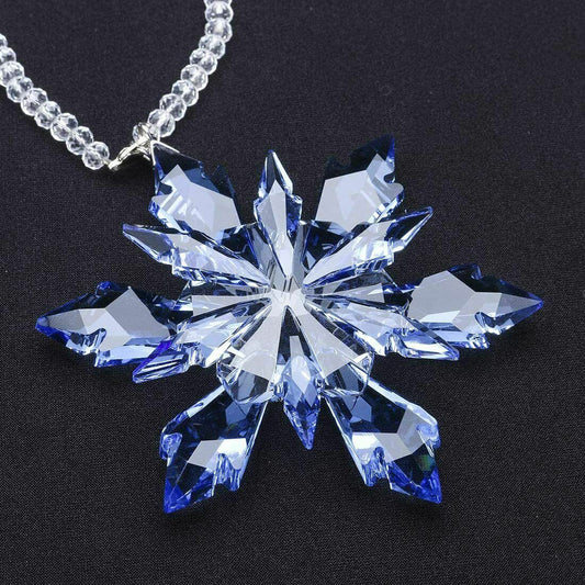Crystal Ornament Edition Christmas Glass Snowflake Decor Pendant,Blue