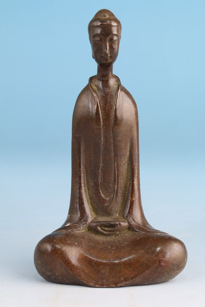 12.5cm H Chinese bronze buddla statue figure tea pet Netsuke table decor bless