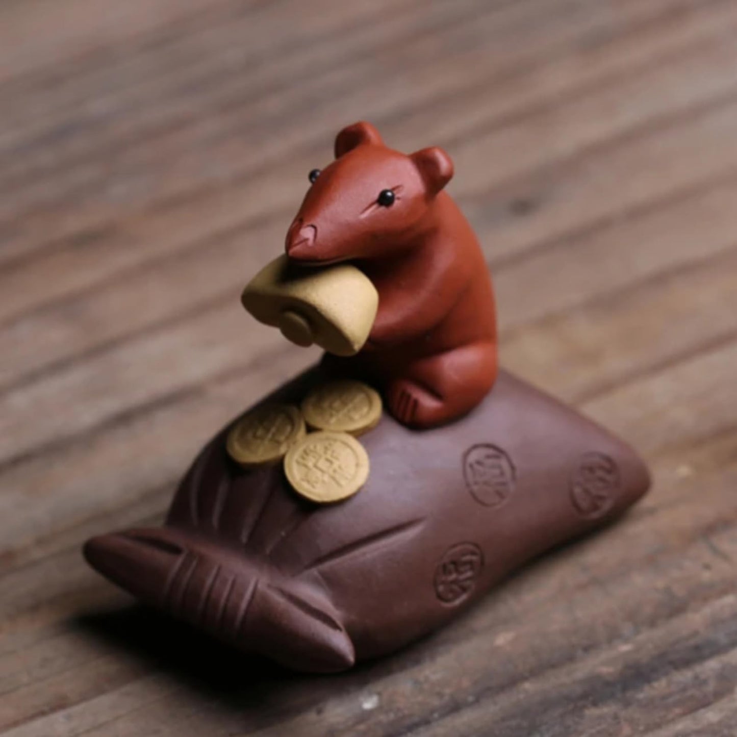 Handmade Purple Sands Mouse Tea Pet Ornament 6.5cm 2.6in Chinese Tea Ceremony