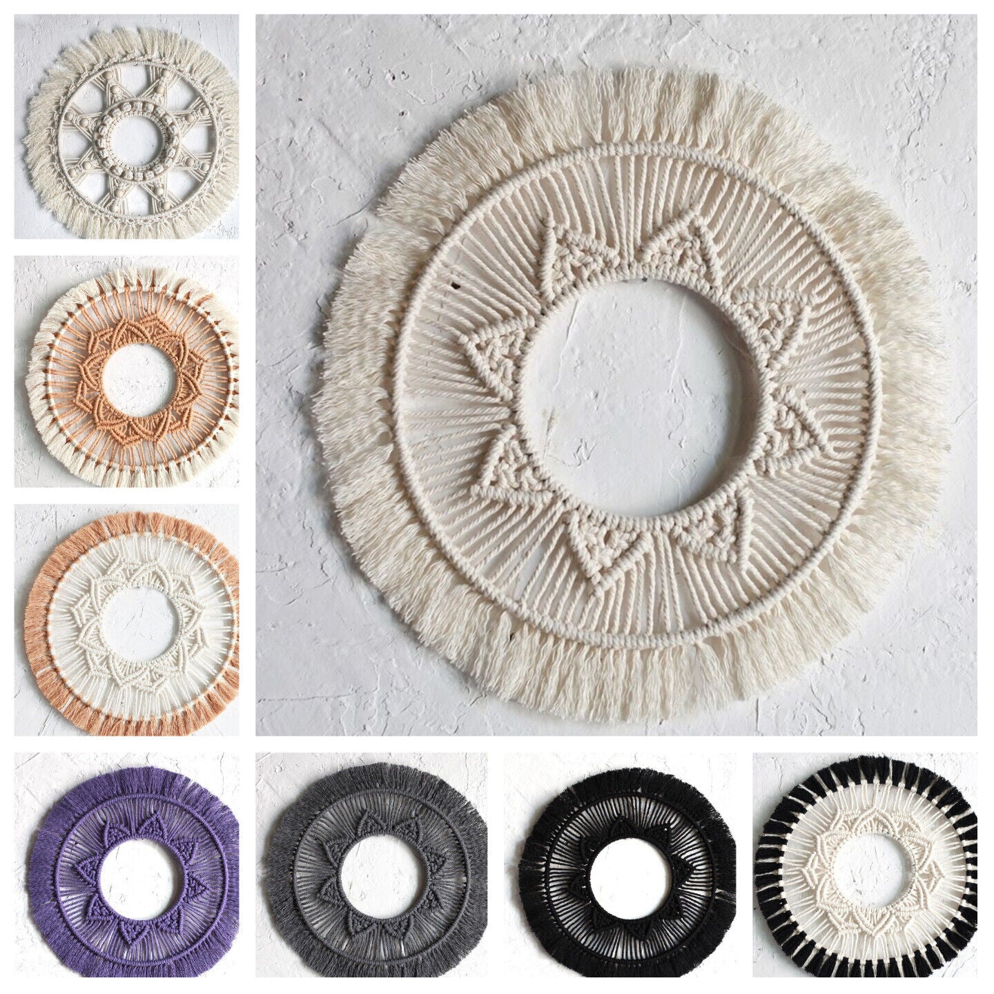 Wall Hanging Tapestry Bohemian Home Decor Woven Macrame Mandala Cotton Rope 42cm