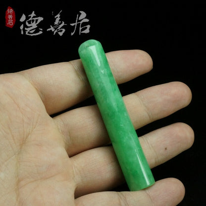 Old Chinese Rare Collect Antique Jade Hat Pendant Feather Tube 翡翠翎管