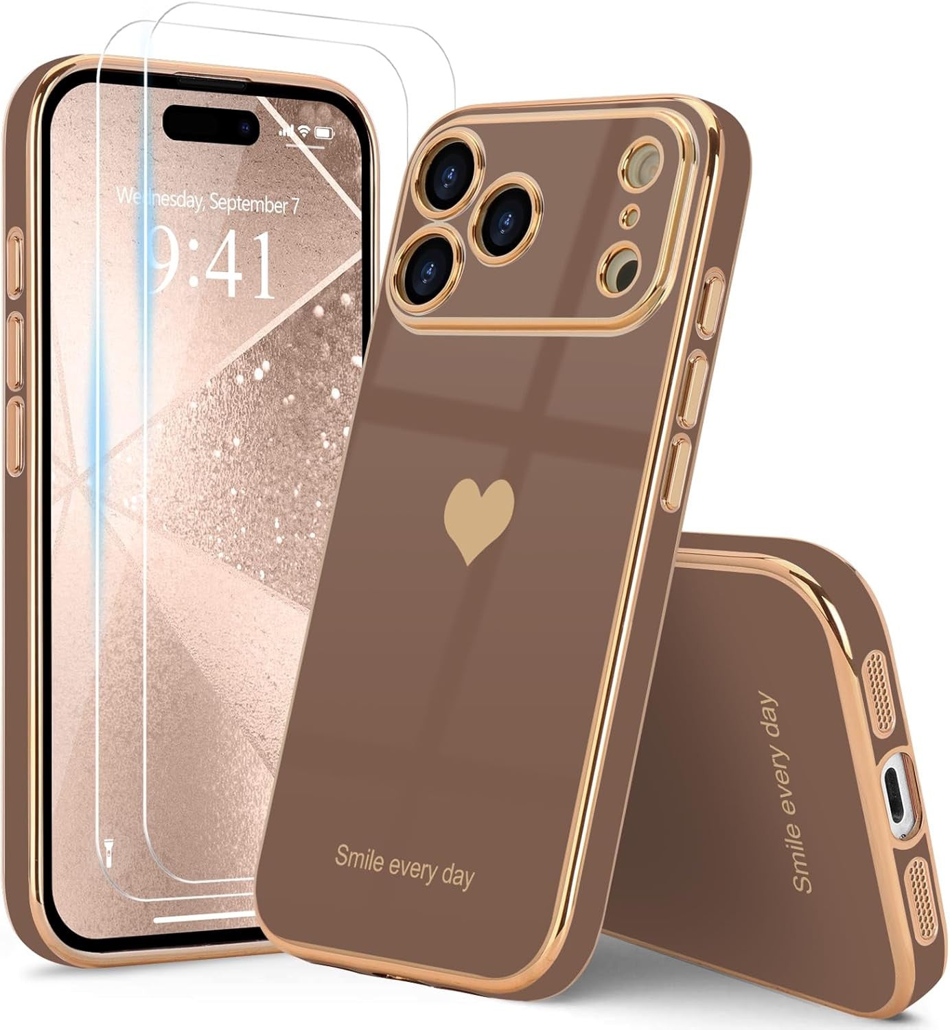 for Iphone 17 Pro Max Case with Screen Protector [2 Pack] Girl Women Cute Girly