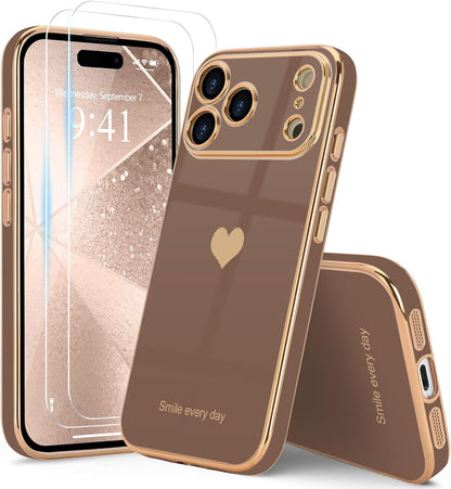 for Iphone 17 Pro Max Case with Screen Protector [2 Pack] Girl Women Cute Girly