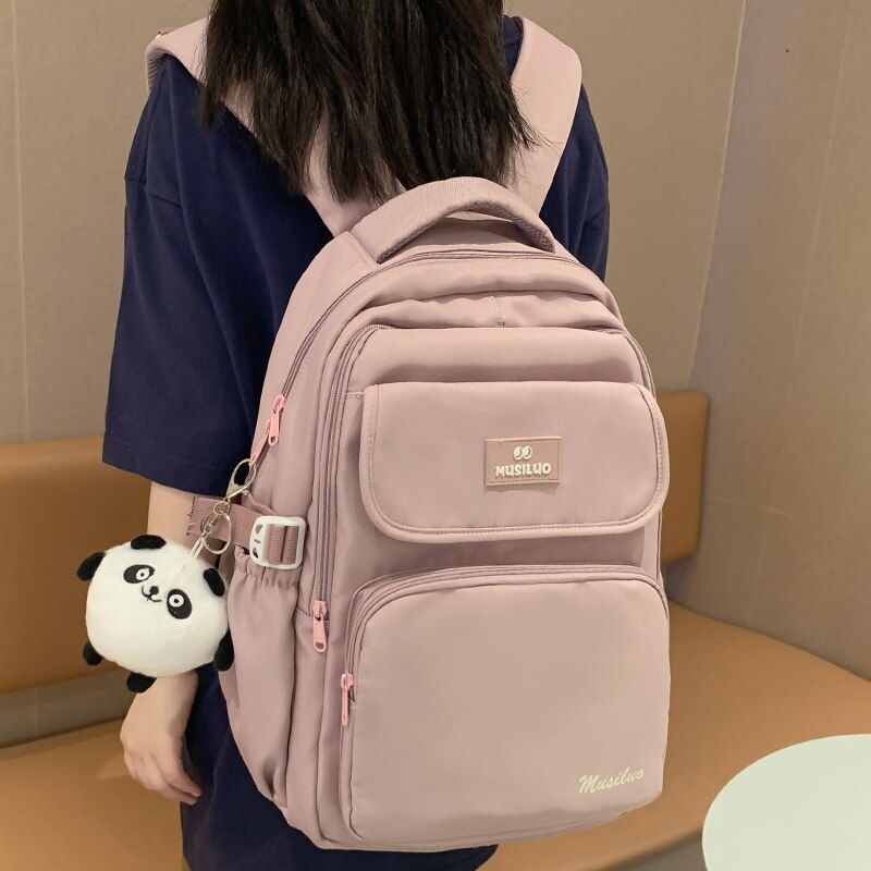 Pink Green Student Backpacks Laptop College Backpack Nylon Book Bags 31*17*43 CM