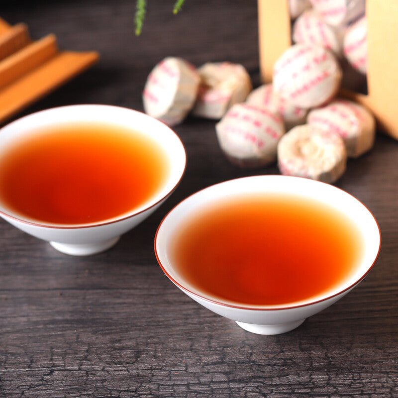 Hongyuan Tea Pu'er Tea Mini Tuo Tea Rose Tuo Ripe Puer 200g Bamboo Packaging -