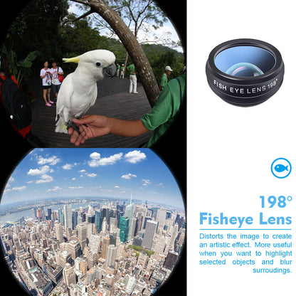APEXEL 10 in 1 Smartphone Lens Kit Fisheye Wide-Angle Macro Lens CPL Filter 2X
