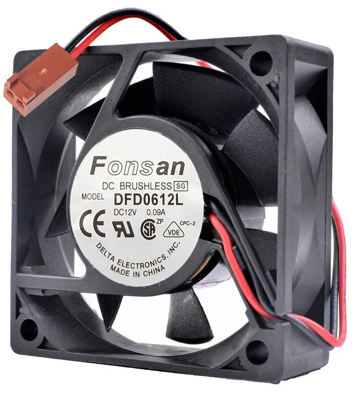Small 12V DC Brushless Fan 60x60x20mm, 2 Wire, 31 CFM, Ball Bearing (DFD0612L)