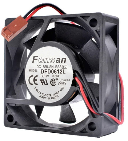 Small 12V DC Brushless Fan 60x60x20mm, 2 Wire, 31 CFM, Ball Bearing (DFD0612L)