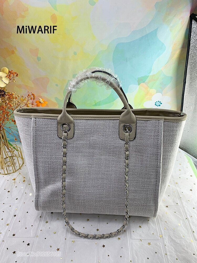 Women Chain Tote Bag Shoulder Bags Beach Canvas Handbags Women's Bag