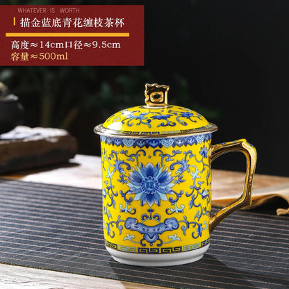 500ml China Jingdezhen Ceramic Home Tea Cup Water Cup Office Cup Conference Cup