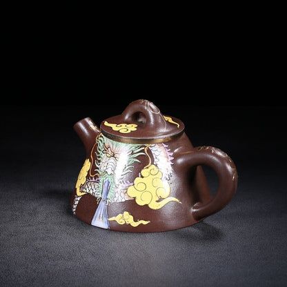 Chinese Yixing Zisha Clay Handmade Exquisite Teapot （霸王石瓢 底款：金鼎商标）