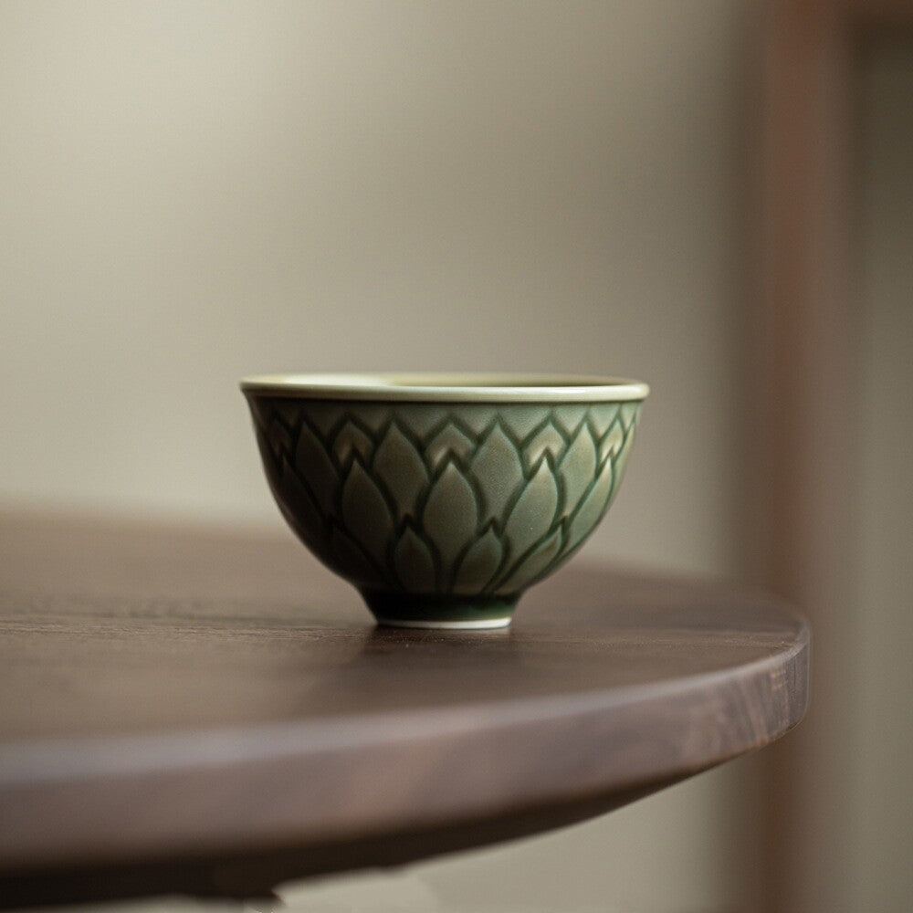 One Cup Porcelain Tea Cup 3.4oz Chinese Kungfu Tea Cup Ceramic Antique Style Cup