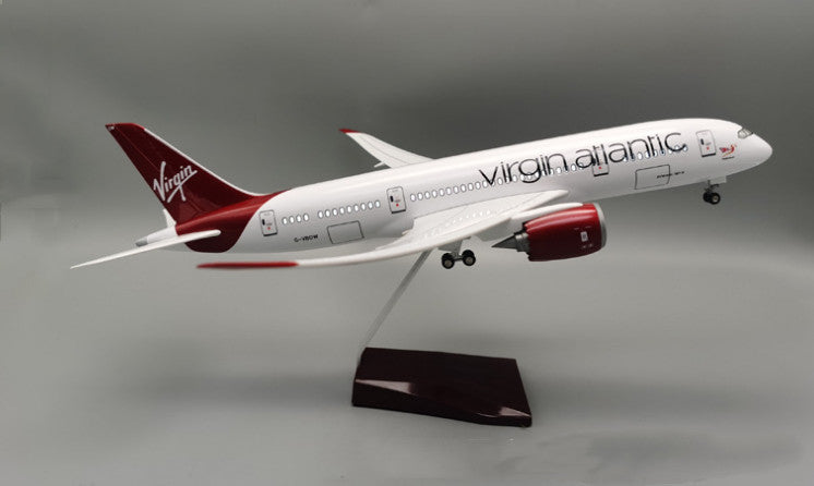 44CM Virgin Atlantic BOEING 787 Airplane Led Sound-controlled Light Resin Model