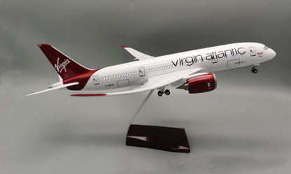 44CM Virgin Atlantic BOEING 787 Airplane Led Sound-controlled Light Resin Model