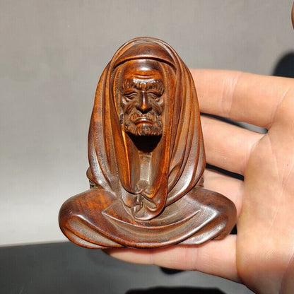 carved wooden zen praying buddha statue Portable mini small dharma Arhat wood