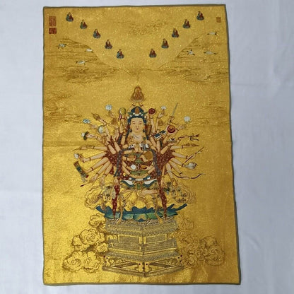 36 "Asian Buddhist Thousand Handed Guanyin Tangka Silk Painting