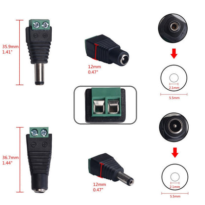 10Pcs Male & Female 5.5mm x 2.1mm DC Power Connector Jack Plug 12V 24V.