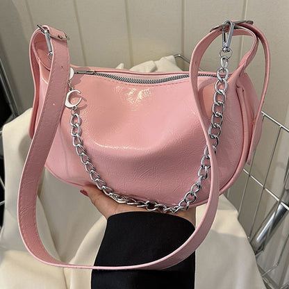 Chain Shoulder Bags Handbags Crossbody Synthetic Leather Underarm Shopper Purses