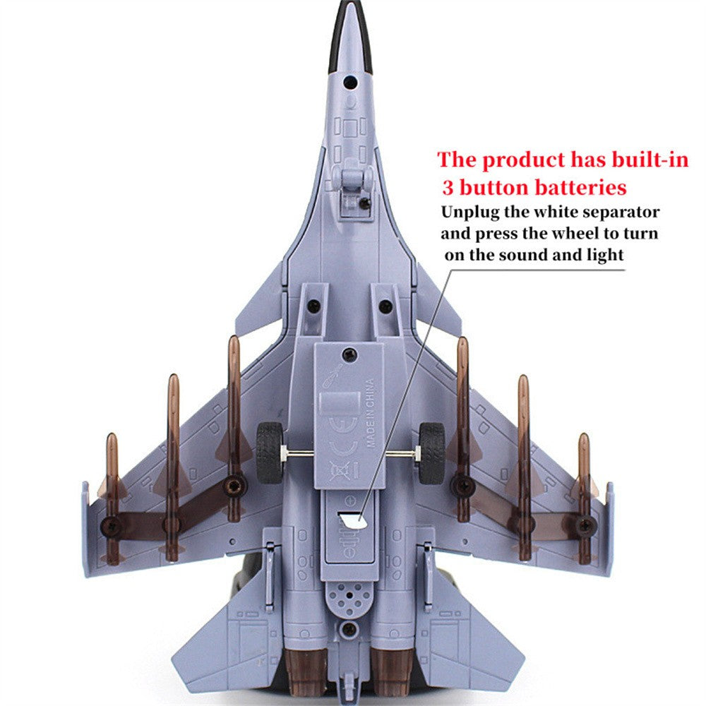 1:100 Pull Back Aviation Aircraft Plane Model J-15 Fighter Aircraft Sound&Light