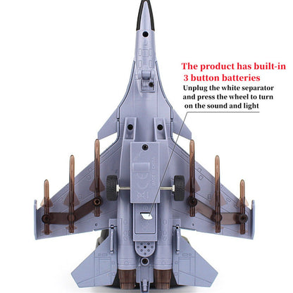 1:100 Pull Back Aviation Aircraft Plane Model J-15 Fighter Aircraft Sound&Light