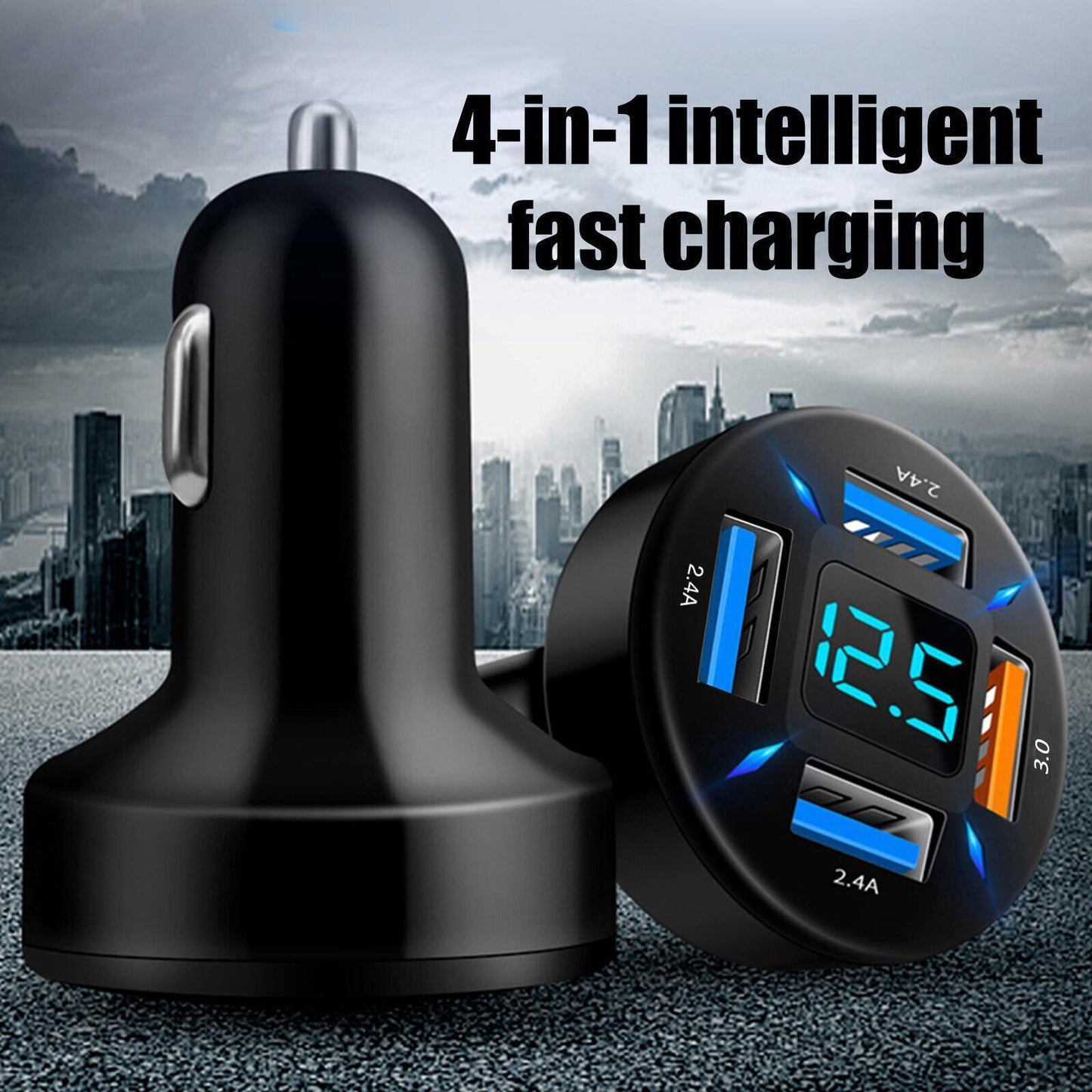 Dual 4 USB Port Fast Car Charger Adapter For iPhone X 8 7 6 SE 11 12 13 14 iPad