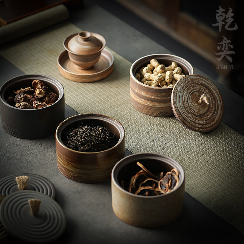 Coarse Pottery Tea Jar Sealed Jar Ceramic Household Tea Storage Box Storage Jar