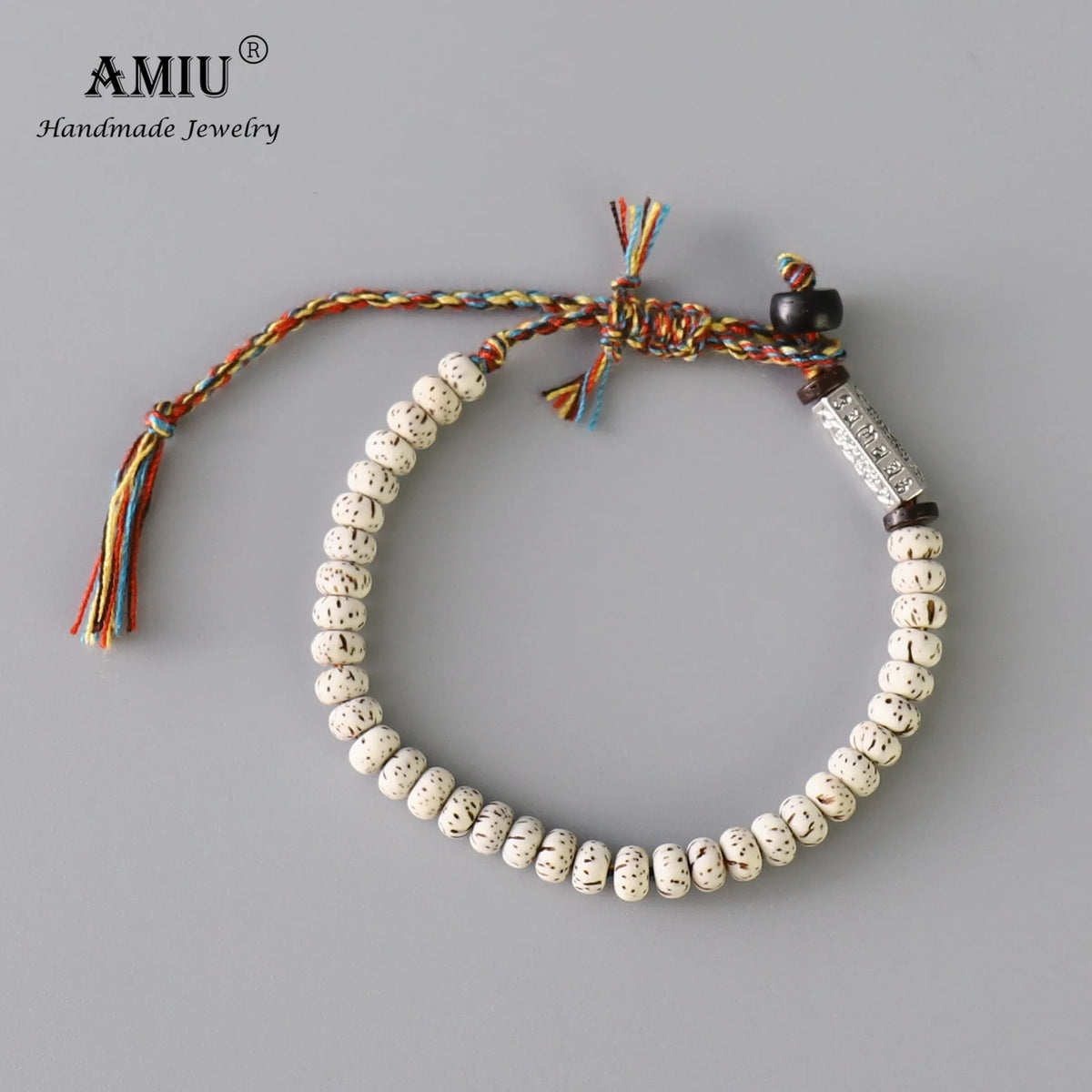 Natural Bodhi Beads Tibetan Buddhist Braided Cotton Thread LuckKnots Bracelet