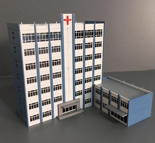 1/150 1/87 Scale Buildings Train Railway Modern Hospital Blue White Model House