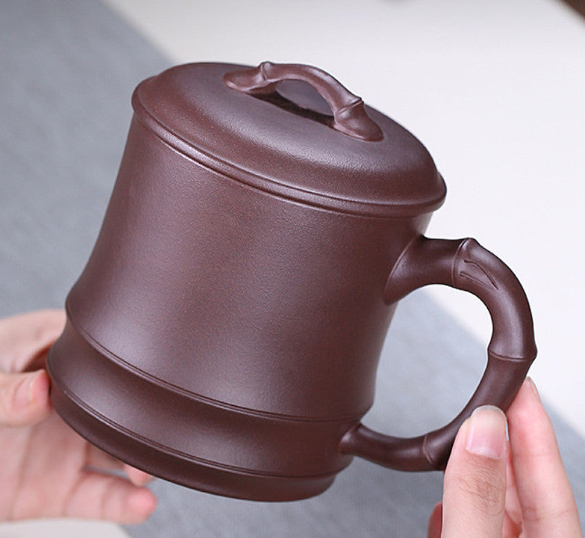 Chinese Yixing Zisha Purple Clay Handmade Bamboo Joint Gongfu Teacup Water Mug
