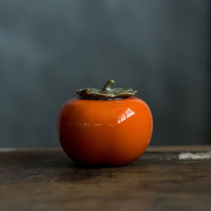 Small Persimmon ceramic Tea Caddies