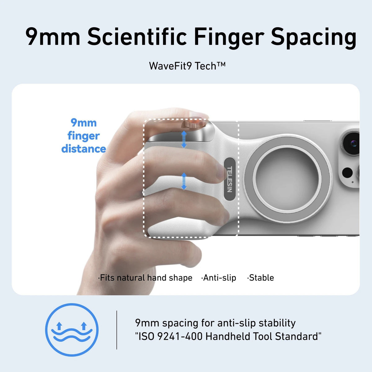 TELESIN Phone Grip – 8X Magnet, Dual Fill Light, 360° Remote