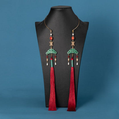 Double Tassel Necklace 38cm Hanfu Collar Vintage Chinese Style Handmade Jewelry