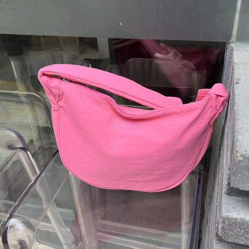 Pink Nylon Cloth Crossbody Bags Shoulder Bag Tote Zipper Purse Handbag 35*17*8CM