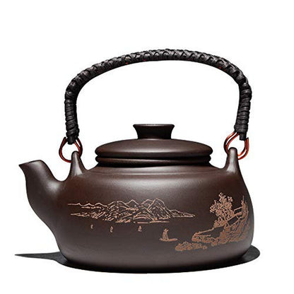 600ml Chinese Kung Fu Tea Pot Filter Creative Handle Purple Clay Home Teapot