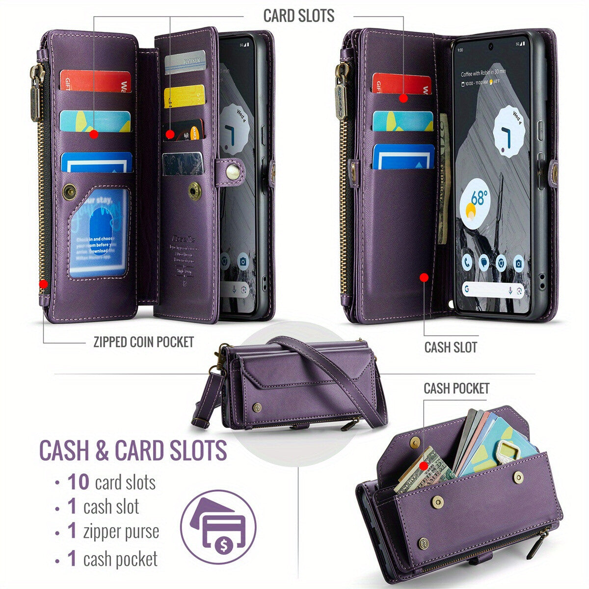 Crossbody for Google Pixel 9 Pro XL 9A 8 Pro 7A Pixel 9 Case Wallet Card Holder