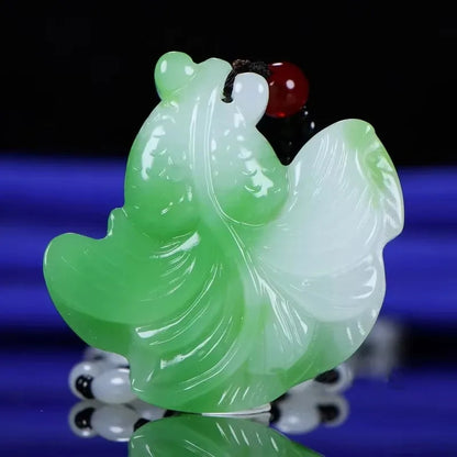 New Natural Jade Red White Hand Carved Goldfish Pendant Jewelry Necklaces
