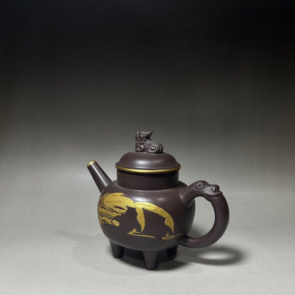 Chinese Yixing Zisha Clay Handmade Exquisite Dragon&Phoenix Teapot 30158