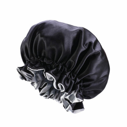Silk Night Sleep Cap Hair Bonnet Hat Satin Wide Band Large Jumbo Head Cover Size