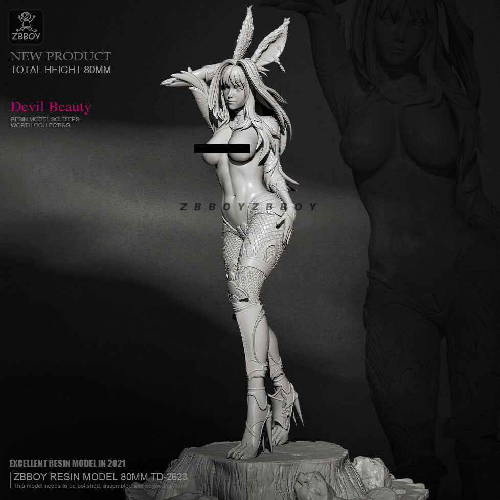 1/24 resin figures model H80mm Rabbit demon sexy girl Unassembled Unpainted