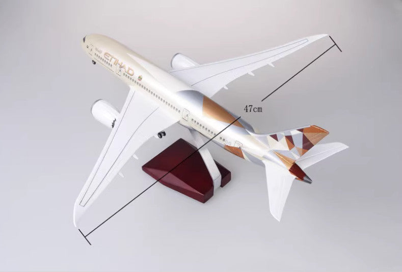 1:130 43CM ETIHAD BOEING 787 Passenger Plane Landing Gear Resin Aircraft Model