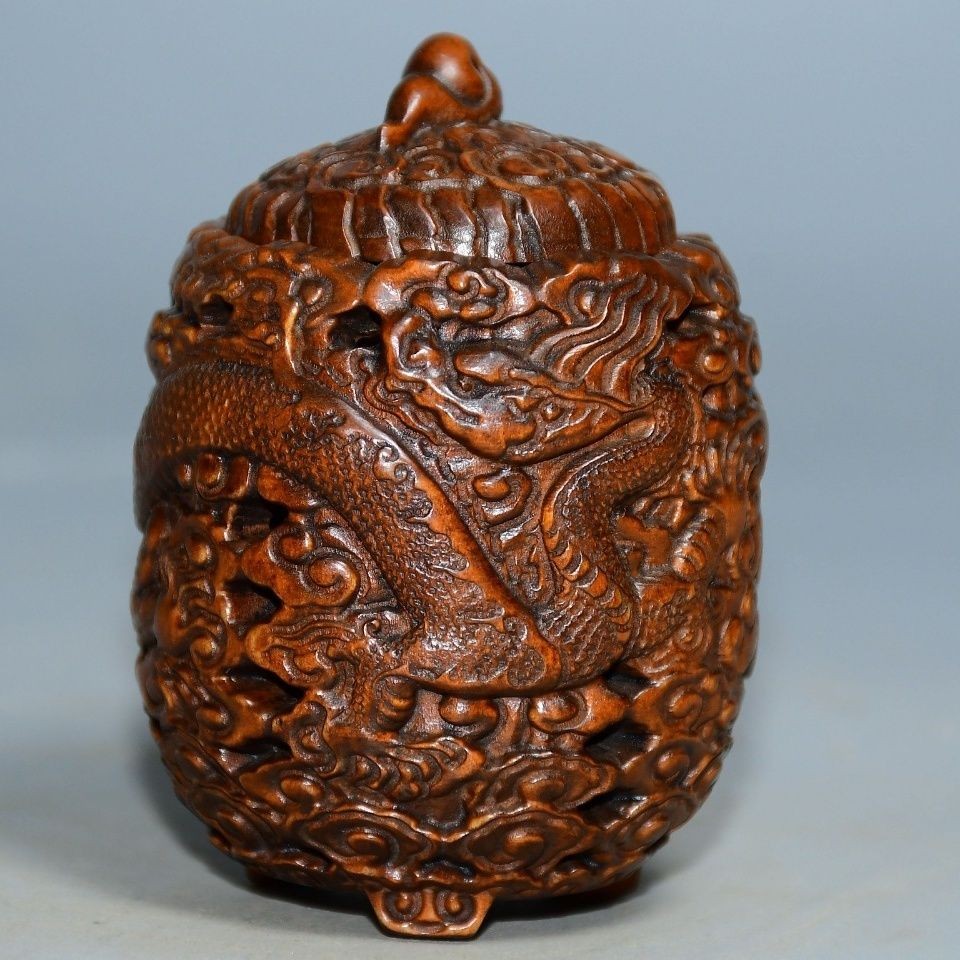 Boxwood Katydid Cage 6.5×4.5×4cm 30g Hand Carved Hollow Wood Craft