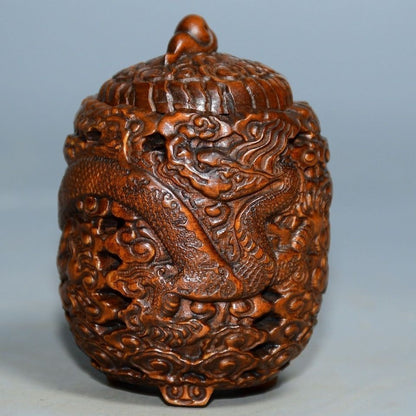 Boxwood Katydid Cage 6.5×4.5×4cm 30g Hand Carved Hollow Wood Craft