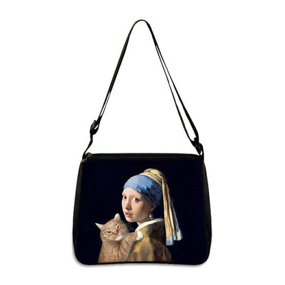 Famous Paintings Handbag Women Shoulder Bags Shopping Bag Canvas Pouch Zipper