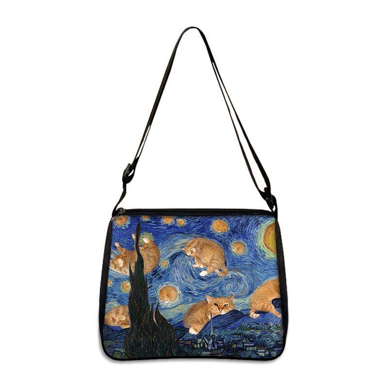 Famous Paintings Handbag Women Shoulder Bags Shopping Bag Canvas Pouch Zipper